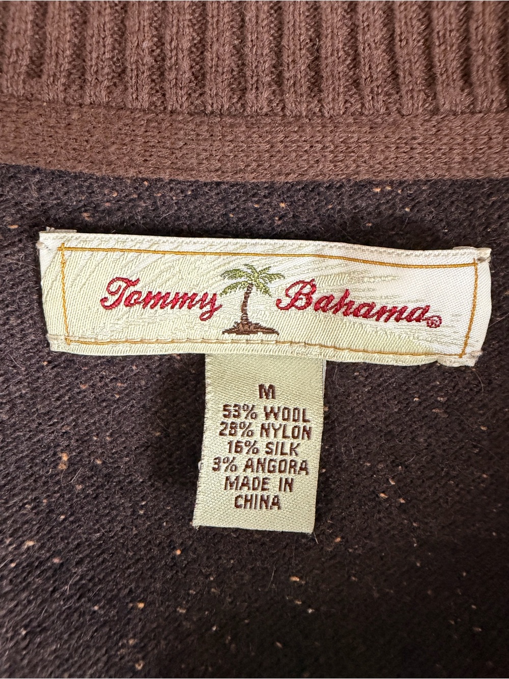 Tommy Bahama Brown Wool Silk Angora Quarter Zip Sweater Mens Medium M View 6
